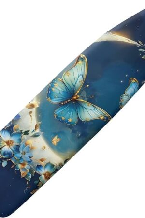 Butterfly Flower Ironing Board Cover and Padding 15 x 54 Non-Slip Ironing Board Protective Ironing Pad Cover Built in Ironing Board Sleeve Home Decor Party Favors Moon Blue