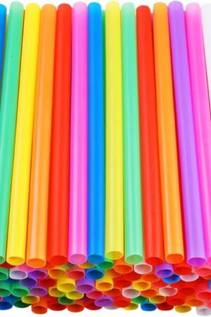 200 PCS Jumbo Smoothie Straws,Colorful Disposable Plastic Large Wide-mouthed Milkshake Straw (0.43" Diameter and 8.2" long) 8 colors mixed