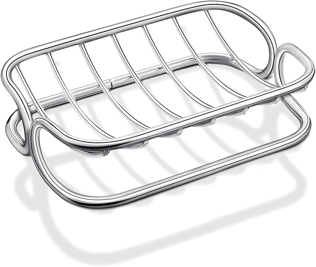 Bar Soap Dish Stainless Steel Shower Soap Holder Rust Proof Metal Soap Holder Self Draining Soap Sponge Holder Shelf Tray for Shower Bathroom Kitchen Sink
