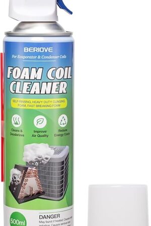 BERlOVE Coil Cleaner Air Conditioner, Powerful Foam Spray for Air Conditioner Coils, HVAC Coil Cleaner Biodegradable for Evaporators & Condensers 16.9 fl. oz