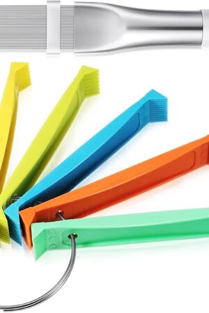 2 Pieces Different Fin Comb Condenser Fin Straightener Air Condition FCR6 Fin Comb and Stainless Steel Fin Comb Radiator Repair Tool Set for Straighten Evaporator Condenser Coils