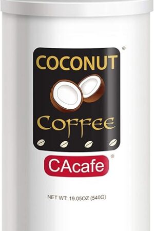 CAcafe Coconut Coffee, Coconut Infused Colombian Coffee, Creamy Drink Mix, Make Iced or Hot, Packed with Antioxidants, Natural Energy, and Stress Relief 19.05oz