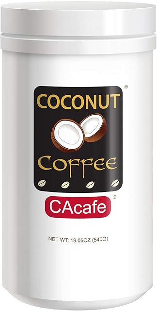 CAcafe Coconut Coffee, Coconut Infused Colombian Coffee, Creamy Drink Mix, Make Iced or Hot, Packed with Antioxidants, Natural Energy, and Stress Relief 19.05oz