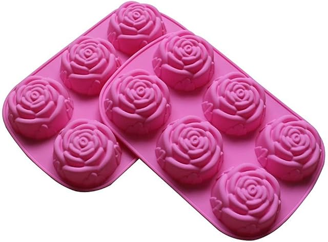 BargainRollBack OTHER MODL 2 Pack of X Large Rose Flower Ice Cube Chocolate Soap Tray Mold Silicone Party Maker (Ships from USA), Pink