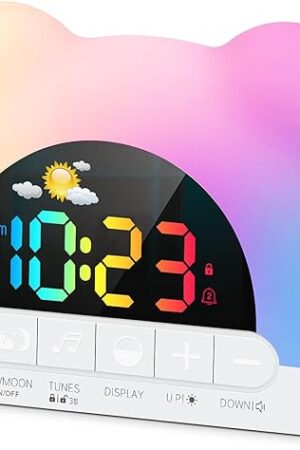 Alarm Clock for Kids, Ok to Wake Clock with Green Light Red Light, Children's Sleep Trainer,10 Ringtones,3 Brightness, Dual Alarms, Digital Alarm Clock for Adults Boy Girl Toddler Bedroom
