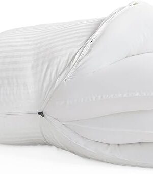 Bedsure Adjustable Pillows for All Sleepers, Customizable Firmness & Height, Fluffy Pillows Set of 2 with 100% Cotton Cover, Oeko-TEX Certified, Machine Washable (19"x28") (1, Queen)