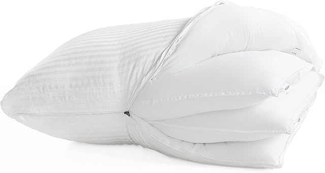 Bedsure Adjustable Pillows for All Sleepers, Customizable Firmness & Height, Fluffy Pillows Set of 2 with 100% Cotton Cover, Oeko-TEX Certified, Machine Washable (19"x28") (1, Queen)