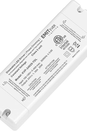 EMITEVER 25W Triac Dimmable Driver,Power Supply,AC 120V to DC 24V Transformer,Compatible with Lutron and Leviton Dimmers,for LED Lighting,Class 2,ETL Certified