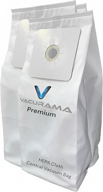 Premium Non-Woven Cloth Central Vacuum Bags Compatible for NuTone 391, Beam, Electrolux, Kenmore, Canavac, Titan, Broan, Eureka, Hoover, Nilfisk Central Vacs - Multi-Layered- 3-Pack