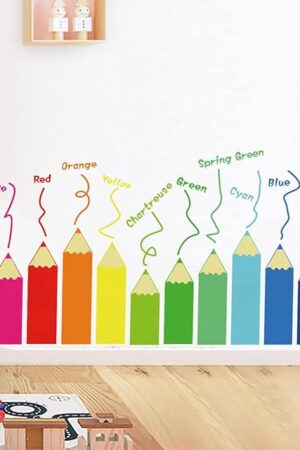 Color Educational Wall Decals Kids Large,Nursery Daycare Playroom Classroom Wall Stickers Peel and Stick Removable,Wall Corner Decor for Kidsroom,Preschool,Door,Window,Bedroom.
