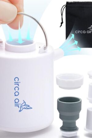 CIRCA AIR Mini Portable Air Pump for Inflatables, Mini Air Pump for Mattress Sleeping Pad, Rechargeable USB Small Air Pump, Travel Vacuum Pump, Tiny Portable Inflator Pump, Pool Float Pump for Toys