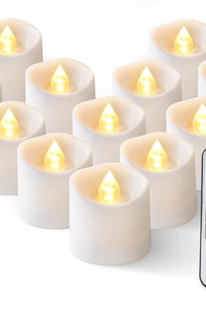 5plots Votive Candles LED Tea Lights White 12 Pack