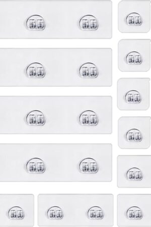 16-Pack Shower Caddy Adhesive Replacement, Transparent Adhesive Hooks Stickers, Strong Hook Strip for Shower Caddy Basket Shelf, Soap Holder, Bathroom Storage Racks and Kitchen Racks