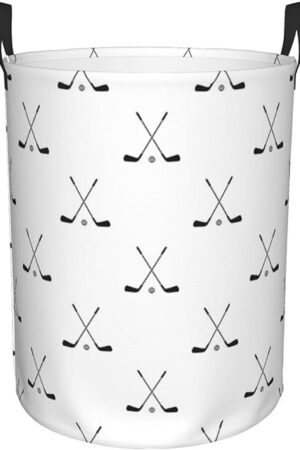 Crossed Golf Clubs Laundry Hamper with Durable Handle Waterproof Foldable Laundry Basket Circular Storage Basket Dirty Clothes Bag for Bathroom Bedroom College Dorm