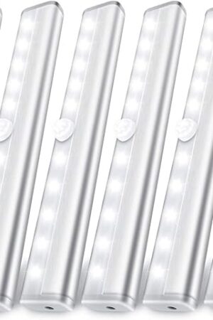 6 Pack LED Motion Sensor Lights, 10 LED Closet Battery Operated Lights, Stick-On Anywhere Magnetic Night Light Bar, Led Safe Light Indoor for Closet Stairs Wardrobe Under Cabinet