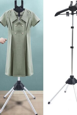 Adjustable Garment Steamer Stand with Clips - Foldable Steamer Rack for Suits, Shirts, Overcoats & Vests, Aluminum Alloy Steam Hanger for Bedroom, Cloakroom & Travel