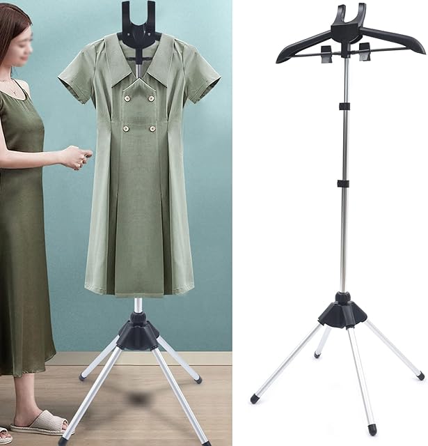 Adjustable Garment Steamer Stand with Clips - Foldable Steamer Rack for Suits, Shirts, Overcoats & Vests, Aluminum Alloy Steam Hanger for Bedroom, Cloakroom & Travel