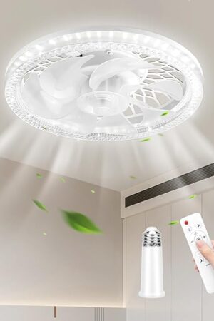 Ceiling Fans with Lights,Socket Fan Light with Remote Control,Dimmable Brightness 3000K-6500K Memory,3 Fan Speeds,2200 Lumens LED Quiet Ceiling Fans Perfect for Small Spaces, Bedrooms, Home Offices