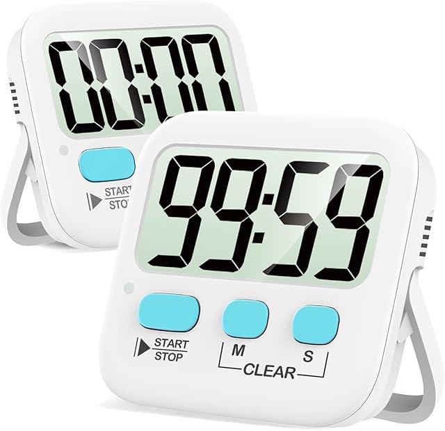 Antonki 2 Pack Digital Timer for Kids, Magnetic Countdown Kitchen Timers for Cooking, Egg, Classroom, Teacher, Exercise, Study, Oven - Battery Included