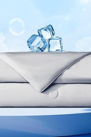 Cooling Blanket Queen Size, Double-Sided Cooling Comforter for Hot Sleepers and Night Sweats,Breathable Soft Silk Smooth Ice Blankets,Lightweight Summer Blanket Comforter Cooling Bedding,90"x90",Grey