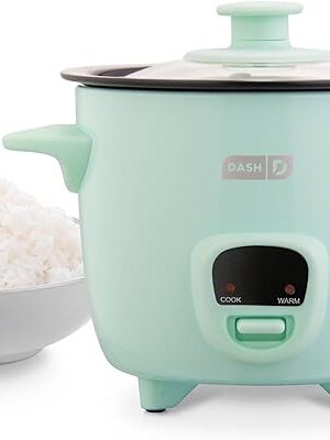 DASH Mini Rice Cooker Steamer with Removable Nonstick Pot, Keep Warm Function & Recipe Guide, .5 Quart, for Soups, Stews, Grains & Oatmeal - Aqua