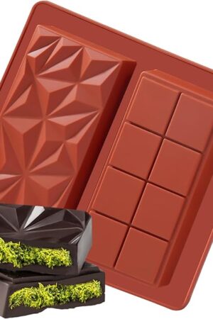 Chocolate Bar Mold Deep Dubai 1 Inch Pistachio Chocolate Bar Silicone Thick Mold for Stuffed Bar, Large Candy Bar Mould for Filling