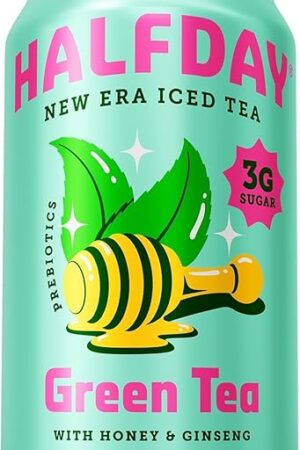 Halfday, Prebiotic Green Tea With Honey & Ginseng, 12 Fl Oz Can