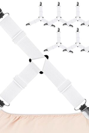 vivinin 8 Pcs Sheet Straps with Metal Clips, Triangle Bed Sheet Straps Adjustable, Fitted Sheet Straps Non Slip, Bed Sheet Clips for Bed Sheets,Sofa Cushion, Tablecloths