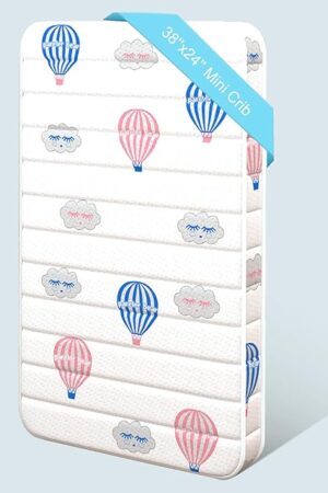 3.5" Mini Crib Mattress, 38"x24" Premium Foam Crib Mattress, Soft Breathable Fabric, Hot Air Balloon