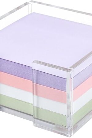Acrylic Sticky Note Holder, 3 x 3 Crystal Clear Acrylic Notepad Holder Sticky Note Dispenser for Dorm Room and Office Desk Organizer
