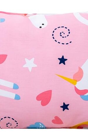 Cottonblue Toddler Pillow Set with Organic Cotton Pillowcase, Pink Unicorn, 14x19 inches, Machine Washable