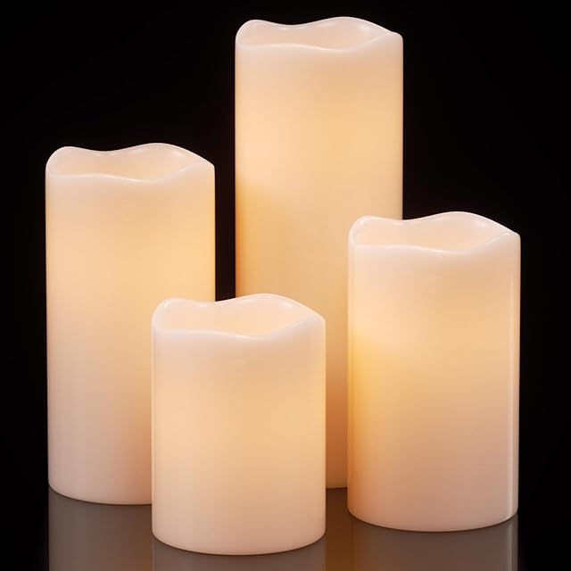 Eldnacele Flickering Candles White Pack of 4