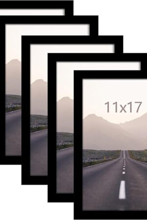 11x17 Picture Frame Set of 5, Black Poster Frame for Horizontal or Vertical Wall Mounting