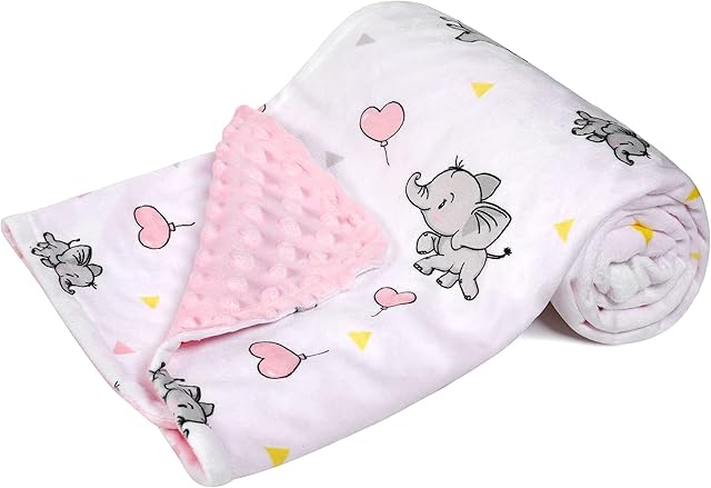 DaysU Baby Blankets for Girls with Soothing Raised Dots Print Animal Pattern