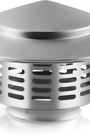 3 Inch 304 Stainless Steel Chimney Cap, Round Chimney Cover with Screen, Stove Pipe Topper for Exterior Fireplace Flue, Furnace Vent (Silver)