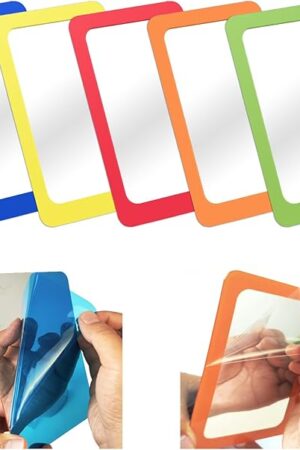 5 Pcs Small Mirrors for Kids Unbreakable Shatter Proof Mirror 6 x 4 Inches Round Corners Square Unbroken Mirrors for School Classroom Bathroom DIY Crafts (Bright Colors)