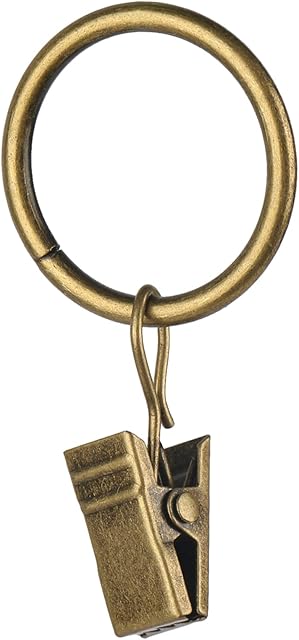 30 PCS Antique Brass Clips Curtain Hooks for Curtain Rod, This Small Drapery Curtain Ring with Clips Hook Fit Up to 0.4~0.75 -inch Drapery Panel