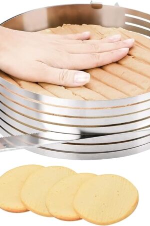 Cake Leveler Slicer, Adjustable Round Cake Rings, Cake cutter, 7 Layer Stainless Steel Cake Slicing Accessories, 9.8-12.2 inch