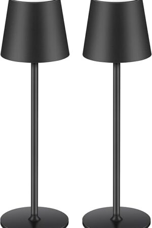 BGFHome Cordless Table Lamp LED Desk lamp,5000mAh Rechargeable Touch Night Light Wireless Minimalist Design for/Restaurant/Bedroom/Bars/Outdoor Party/Camping/Coffee Shop(2 Pack Black)