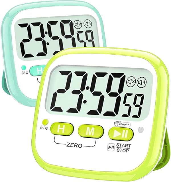 Antonki 2 Pack Classroom Timers for Kids Teachers, Magnetic Countdown Digital Kitchen Timer for Cooking, Study, Exercise, Games, Time Mangement - Loud/Silent Mode - Battery Included