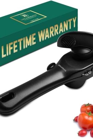 Bellemain Stainless Steel Can Opener – Manual Can Opener For seniors - Ergonomic Smooth edge Can Opener Hand Held Heavy Duty – Easy to use can opener safe cut