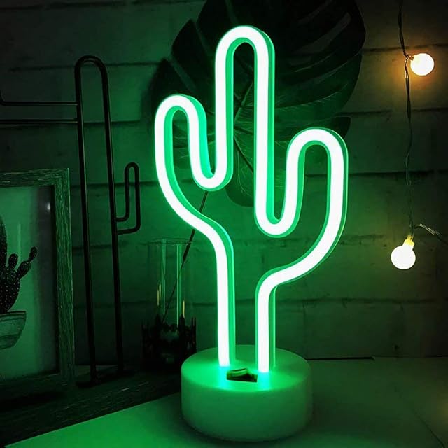 BAILEY Green Cactus Neon Signs Night Lights