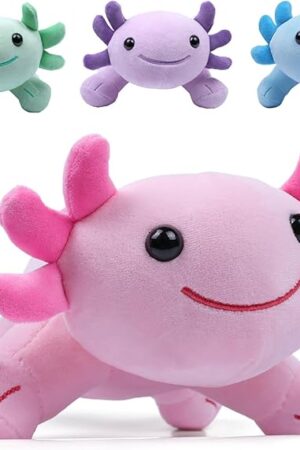 Axolotl Plush Toy, 10.8? Soft Cute Axolotl Stuffed Cotton Plush Pillow Kawaii Salamander Animal for Boys Girls Kids Gift (Pink)