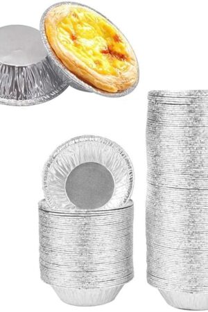 50Pcs Silver Mini Pie Tins, Small Pie Pan, Round Tart Pie Foil Pan Disposable Pans Aluminum Foil Tart Pans, Aluminum Pie Pans for Baking Pot Pies, Tarts