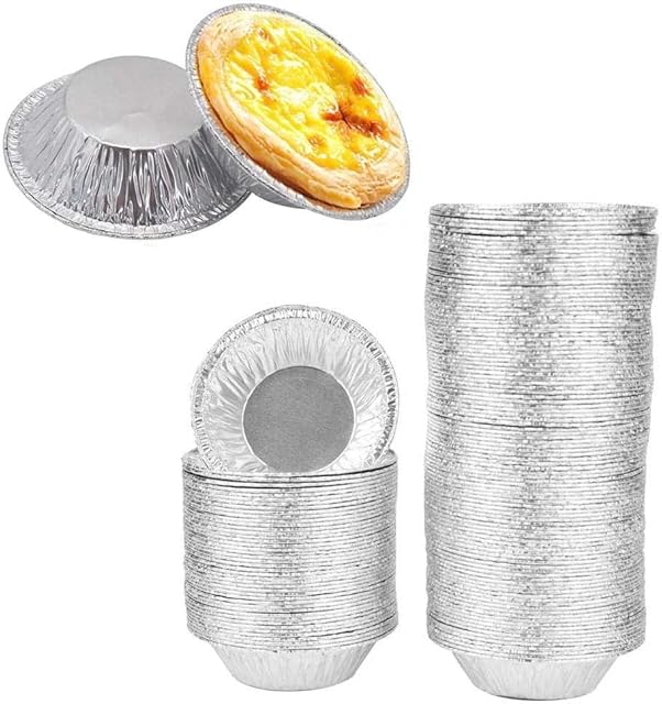 50Pcs Silver Mini Pie Tins, Small Pie Pan, Round Tart Pie Foil Pan Disposable Pans Aluminum Foil Tart Pans, Aluminum Pie Pans for Baking Pot Pies, Tarts