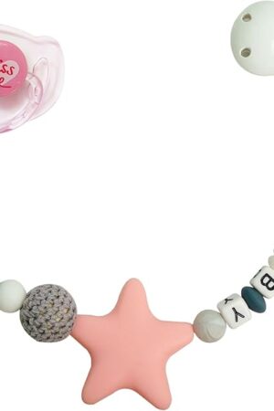 The Pink Pacifier Clip Chain with Magnetic Pacifier for Reborn Baby Dolls Feeding Toy Accessories for Kids Gift