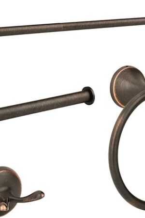 4 Piece Antique Bathroom Hardware Accessories Set Oil Rubbed Bronze,24 Inch Towel Bar Set,Towel Rack Set,Bathroom Towel Holder Set