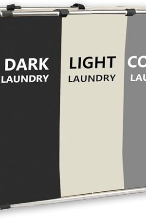 160L Large Laundry Baskets, Waterproof, Freestanding Laundry Hampers, Collapsible Clothes Hamper with Handles in Laundry Room, College Dorm, Bathroom, Bedroom (160L no Wheels (White+Black+Grey))