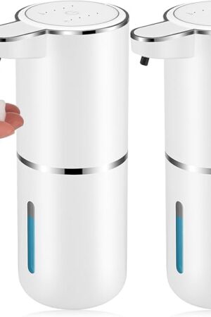 2 Pack Automatic Soap Dispensers,12.8oz/380ml USB Touchless Automatic Foaming Soap Dispenser,Rechargeabled Wall Mounted Smart Soap Dispenser for Bathroom Kitchen Dish Soap