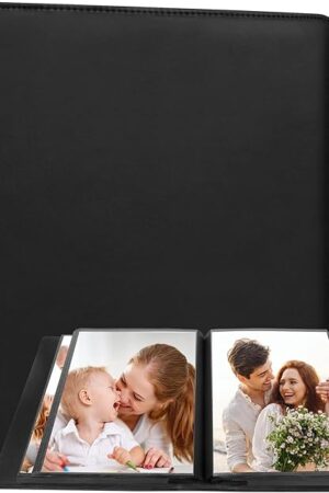8x10 Photo Album 168 Pockets Holds 168 Photos, Large Capacity Leather Cover Family Wedding Baby Photo Book for 8 x 10 Pictures, Photo Album 8x10 with Black Inner Pages (Black)